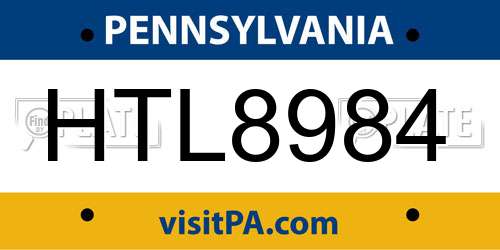 HTL8984 Pennsylvania License Plate