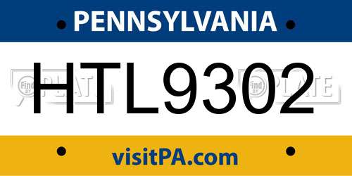HTL9302 Pennsylvania License Plate
