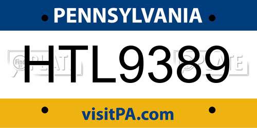 HTL9389 Pennsylvania License Plate