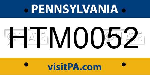 HTM0052 Pennsylvania License Plate