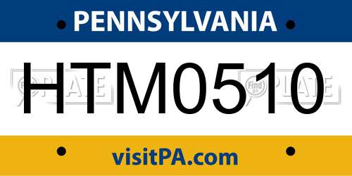 HTM0510 Pennsylvania License Plate