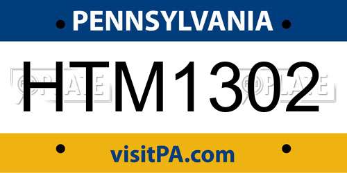 HTM1302 Pennsylvania License Plate