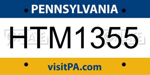HTM1355 Pennsylvania License Plate