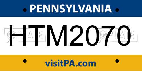 HTM2070 Pennsylvania License Plate