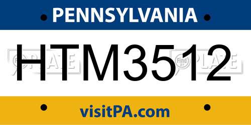 HTM3512 Pennsylvania License Plate