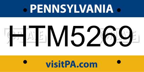 HTM5269 Pennsylvania License Plate