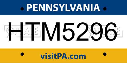 HTM5296 Pennsylvania License Plate