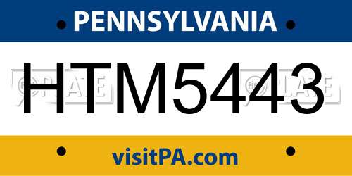 HTM5443 Pennsylvania License Plate