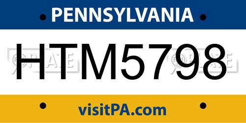 HTM5798 Pennsylvania License Plate