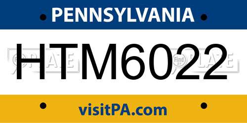 HTM6022 Pennsylvania License Plate