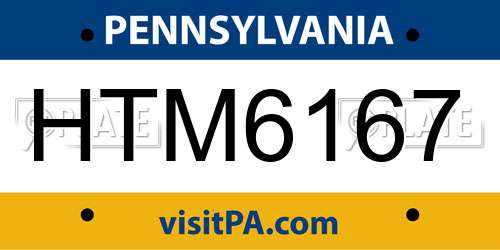 HTM6167 Pennsylvania License Plate