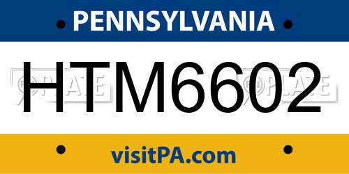 HTM6602 Pennsylvania License Plate