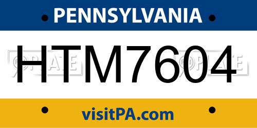 HTM7604 Pennsylvania License Plate