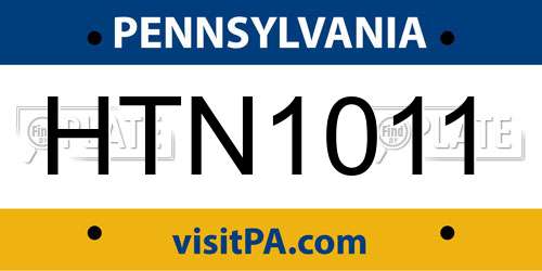 HTN1011 Pennsylvania License Plate
