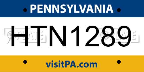 HTN1289 Pennsylvania License Plate
