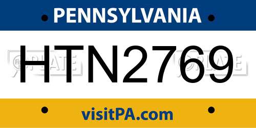HTN2769 Pennsylvania License Plate