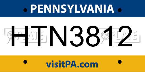 HTN3812 Pennsylvania License Plate