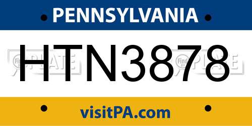 HTN3878 Pennsylvania License Plate