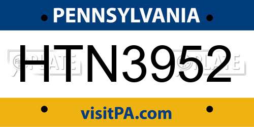 HTN3952 Pennsylvania License Plate