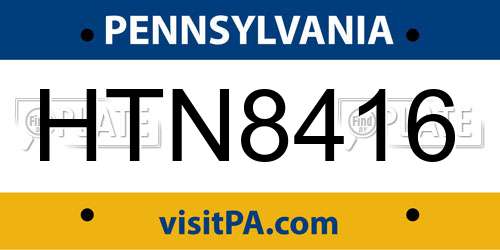 HTN8416 Pennsylvania License Plate