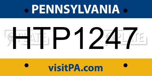 HTP1247 Pennsylvania License Plate
