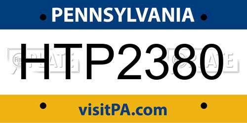 HTP2380 Pennsylvania License Plate