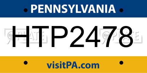 HTP2478 Pennsylvania License Plate