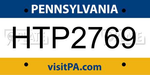 HTP2769 Pennsylvania License Plate