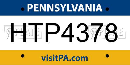 HTP4378 Pennsylvania License Plate