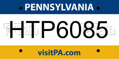 HTP6085 Pennsylvania License Plate