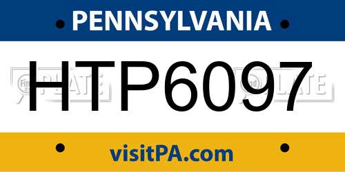 HTP6097 Pennsylvania License Plate