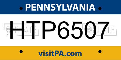 HTP6507 Pennsylvania License Plate