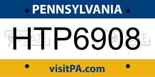 HTP6908 Pennsylvania License Plate
