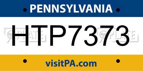 HTP7373 Pennsylvania License Plate