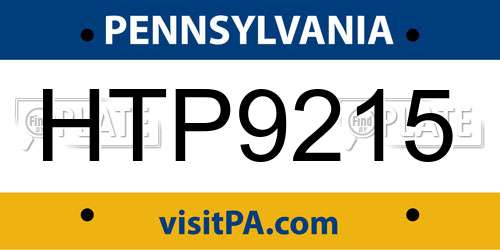 HTP9215 Pennsylvania License Plate