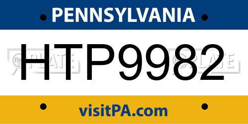 HTP9982 Pennsylvania License Plate