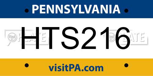 HTS216 Pennsylvania License Plate
