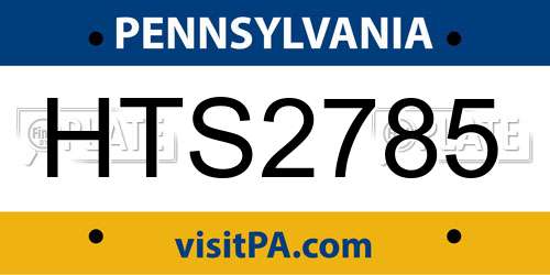 HTS2785 Pennsylvania License Plate
