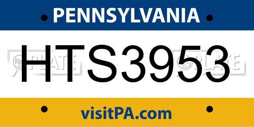 HTS3953 Pennsylvania License Plate