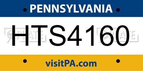 HTS4160 Pennsylvania License Plate