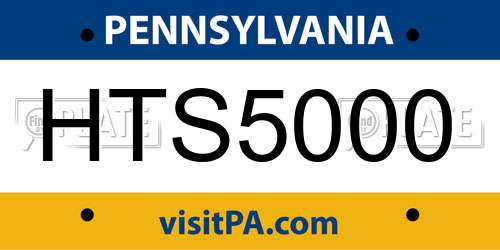 HTS5000 Pennsylvania License Plate
