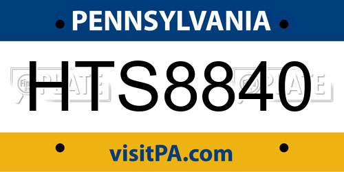 HTS8840 Pennsylvania License Plate