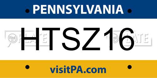 HTSZ16 Pennsylvania License Plate