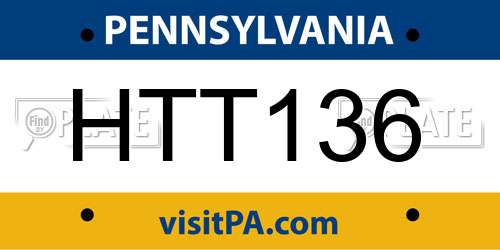 HTT136 Pennsylvania License Plate