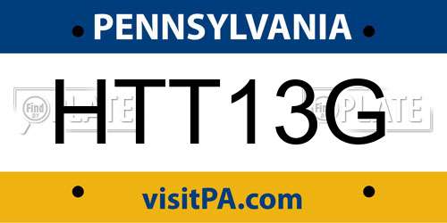 HTT13G Pennsylvania License Plate