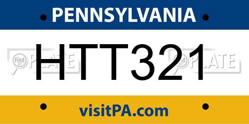 HTT321 Pennsylvania License Plate