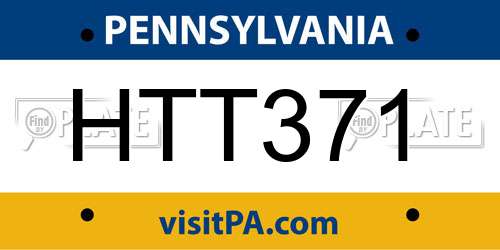 HTT371 Pennsylvania License Plate