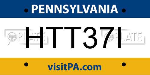 HTT37I Pennsylvania License Plate