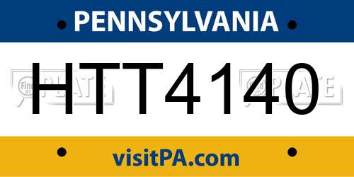 HTT4140 Pennsylvania License Plate