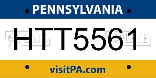 HTT5561 Pennsylvania License Plate